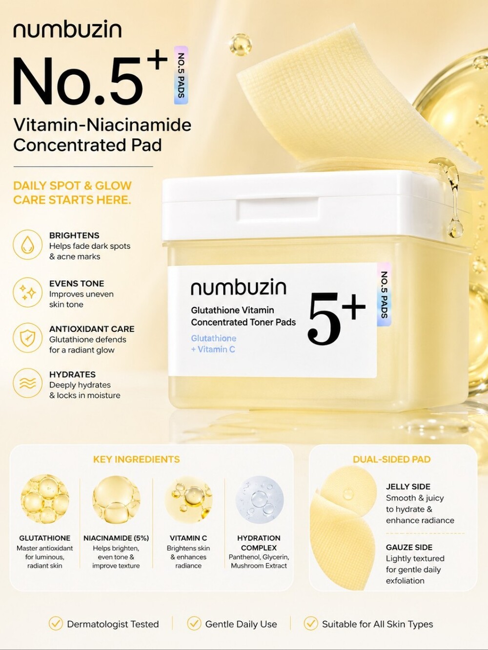 numbuzin No.5+ Vitamin-Niacinamide Concentrated Pad 70 Pads